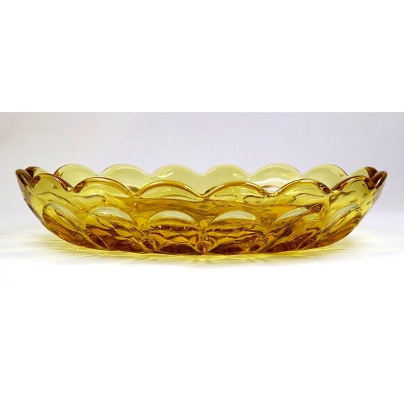 Anchor Hocking Fairfield Amber 7" 2-Part Oval Relish Dish - 1970s Glassware - Picture 3 of 4